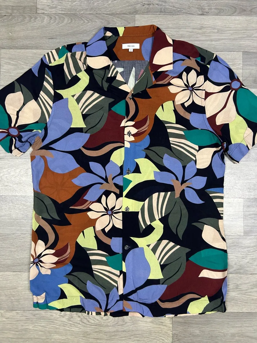 Reiss 100% Viscose Floral Cuban Shirt Mens Medium - Image 2