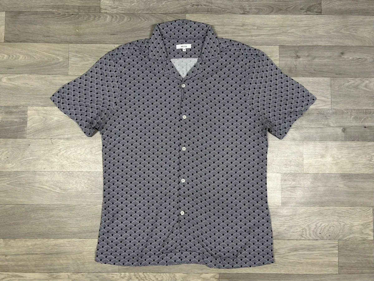Reiss 100% Viscose Patterned Cuban Shirt Mens M - Image 1