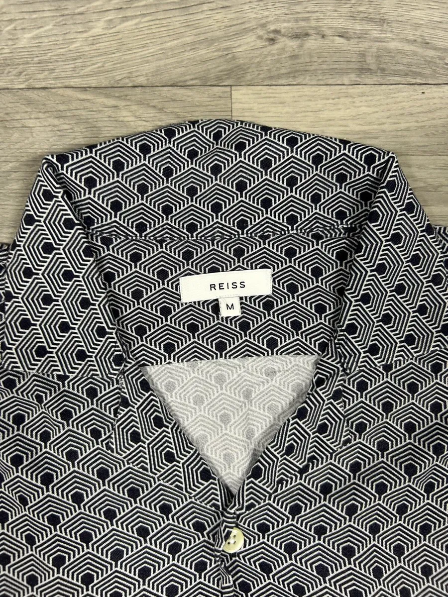 Reiss 100% Viscose Patterned Cuban Shirt Mens M - Image 3