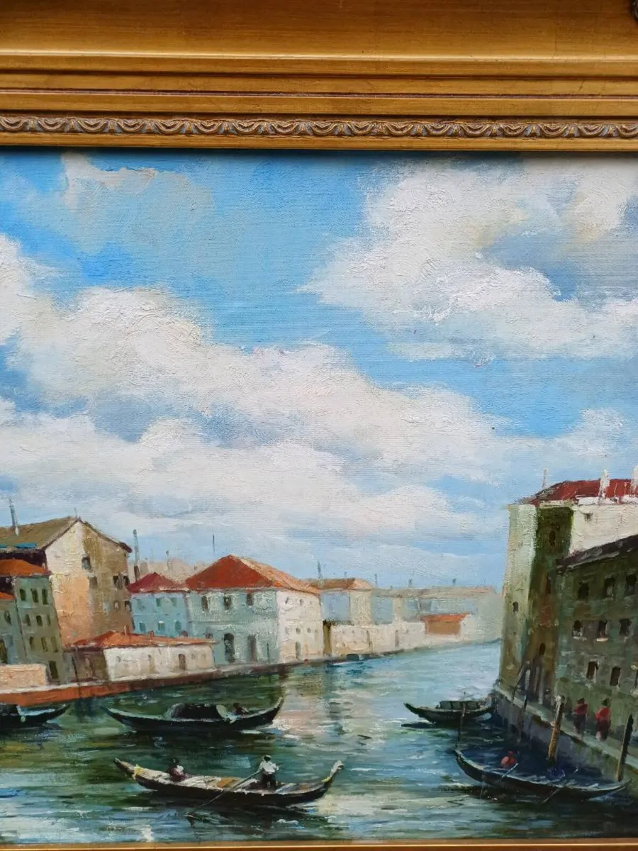 Large Vintage Hardboard Painting - Image 3