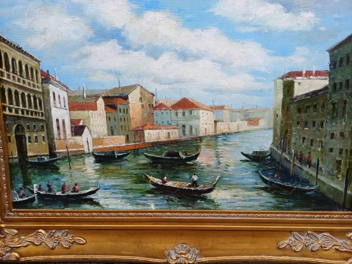 Large Vintage Hardboard Painting - Image 4