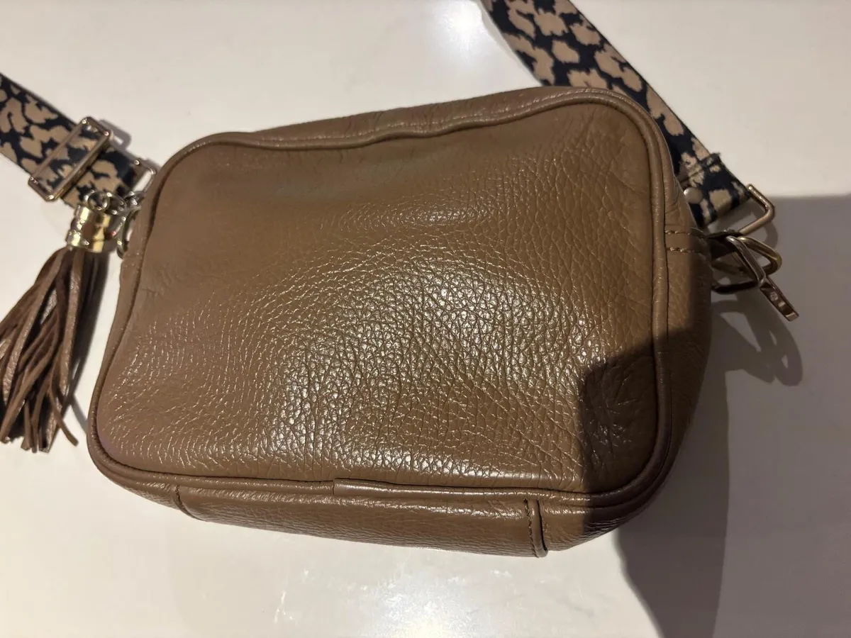 Ellie Beaumont leather taupe crossbody ladies bag - Image 1