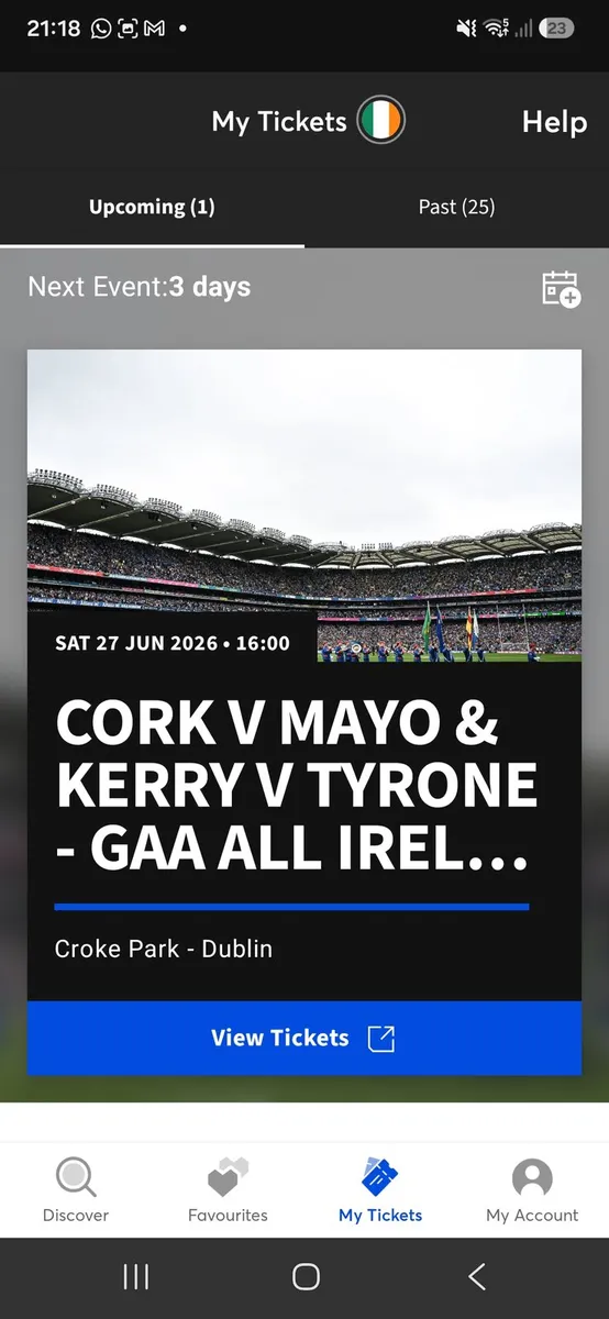 GAA Tickets - Cork v Mayo. Tyrone v Kerry. - Image 1