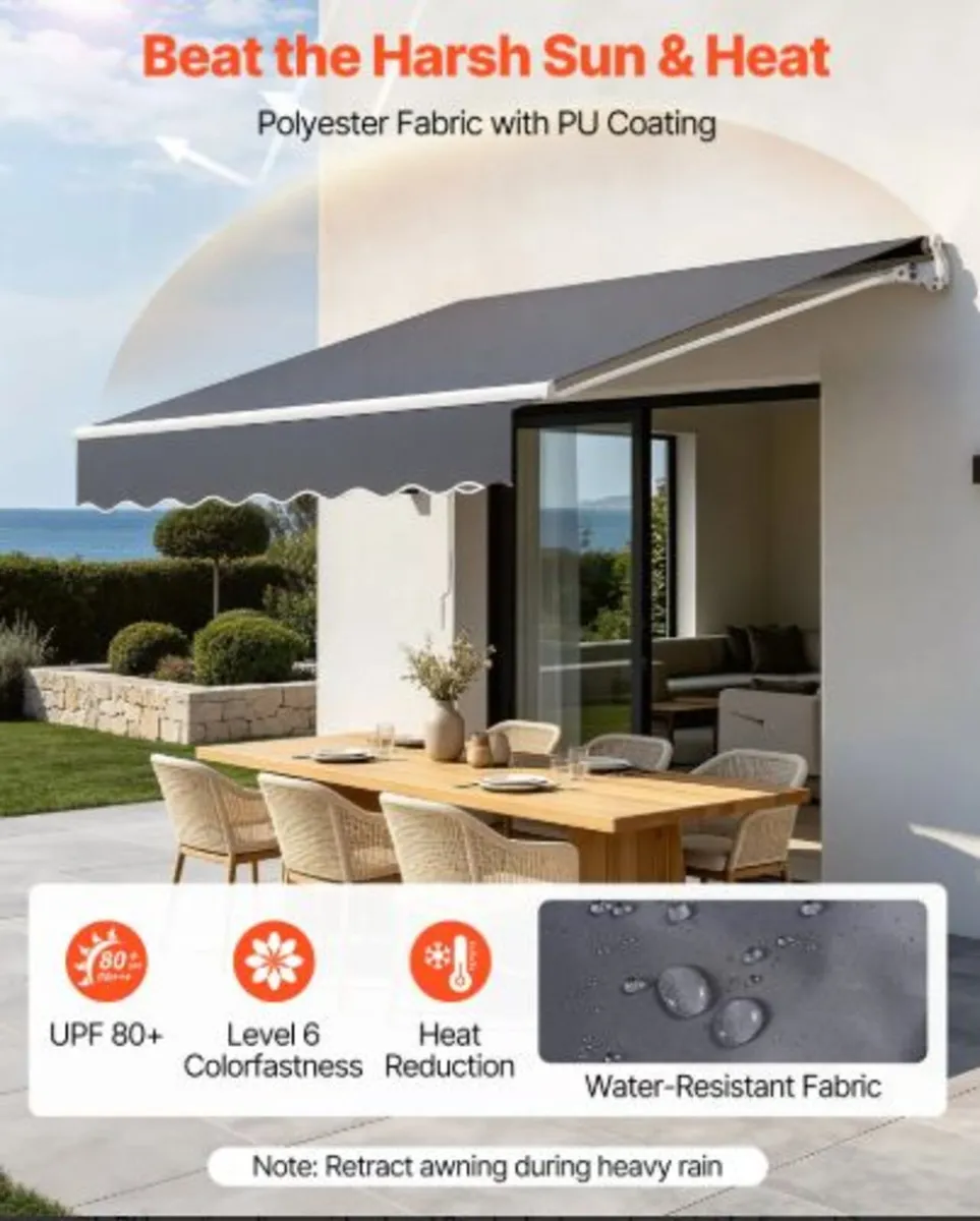 Manual Retractable Awning, 300 x 250 cm Outdoor - Image 4