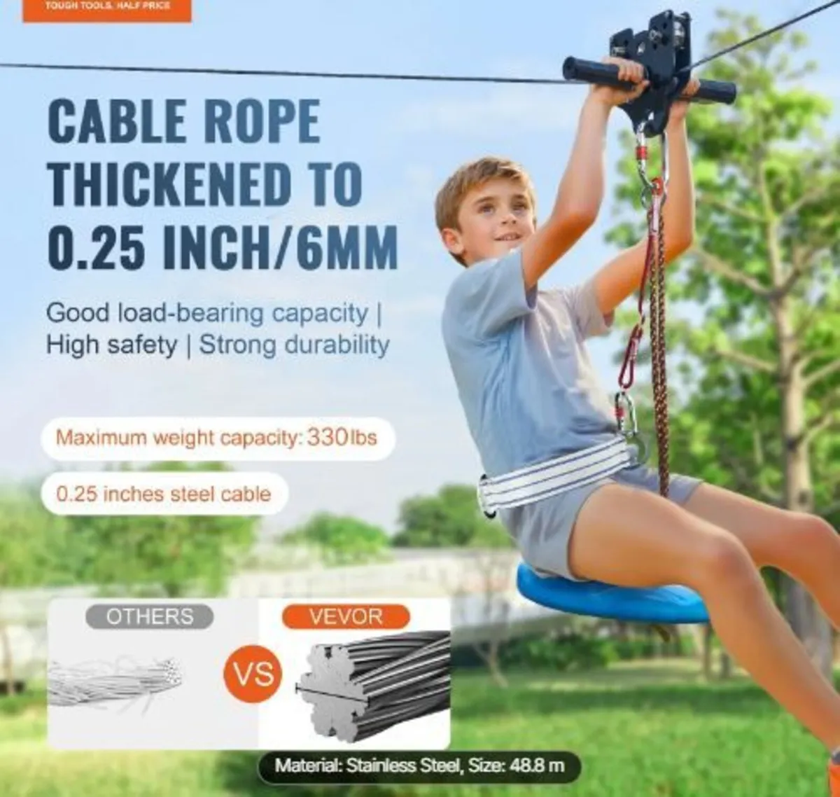 Zipline Kit for Kids and Adult, 48.77 m Zip Line - Image 2