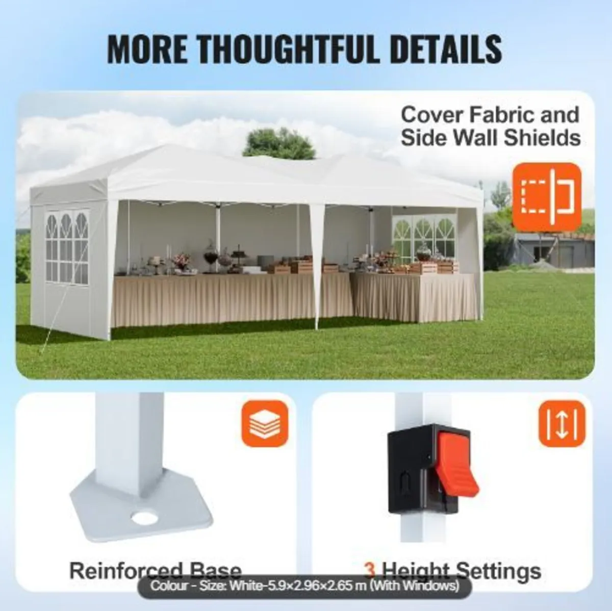 Pop Up Canopy, 5.9 x 2.96 m Instant Canopy - Image 2
