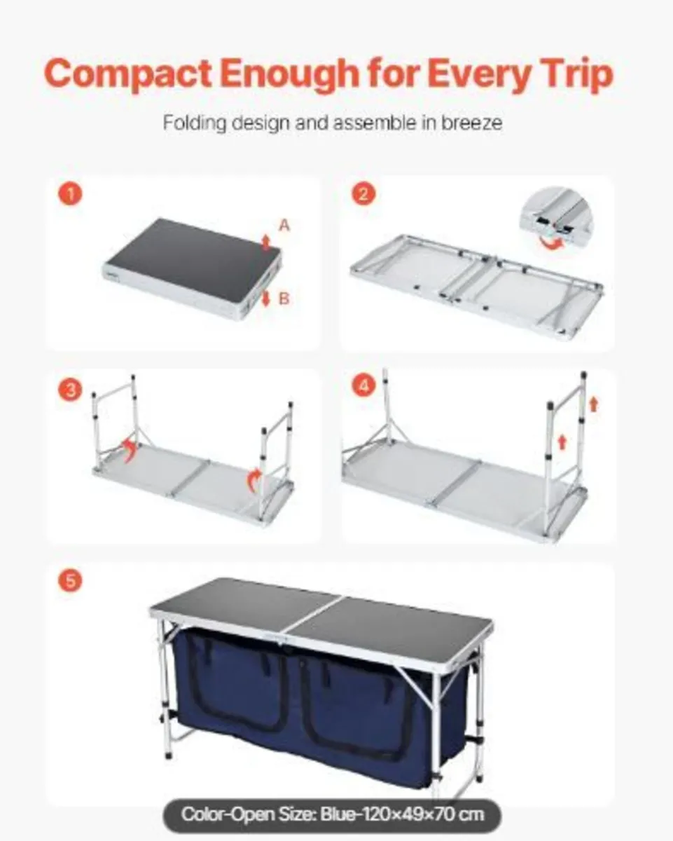 Camping Kitchen Table, Folding Outdoor - Image 3