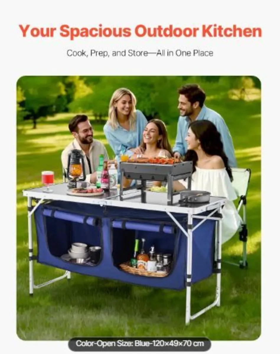 Camping Kitchen Table, Folding Outdoor - Image 1