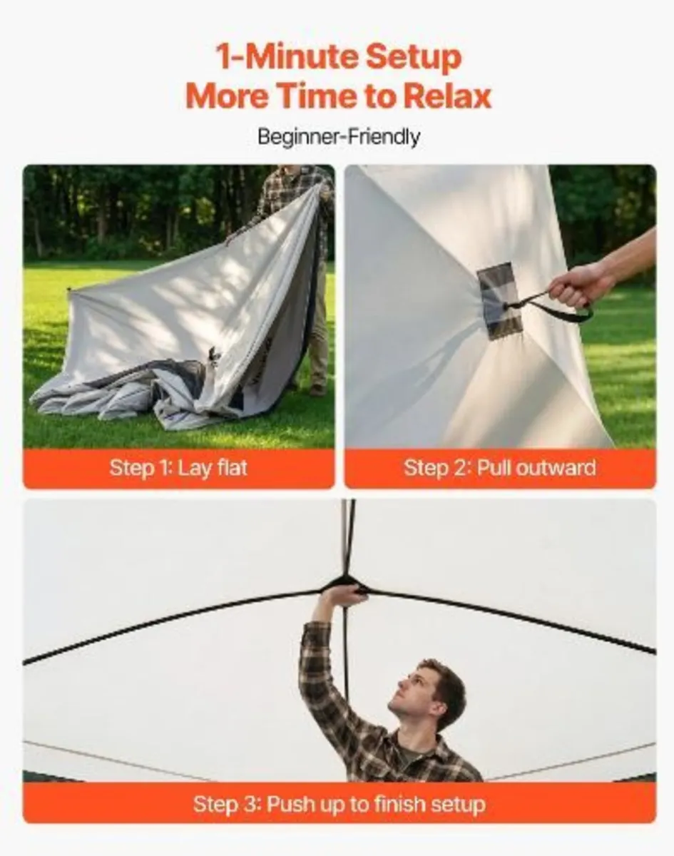 Camping Tent, 4 Person Pop Up Instant Cabin Tent - Image 2
