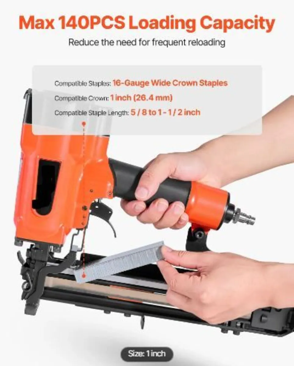 Pneumatic Staple Gun, 16 Gauge 26.4mm - Image 1