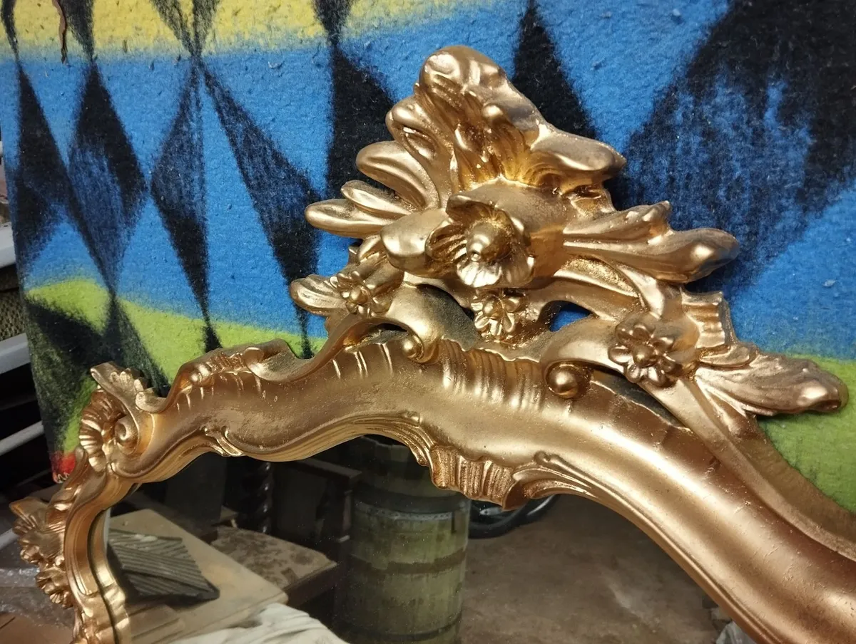 Mirror ,gold , carved. - Image 2