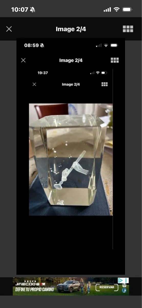 3D Enscribed Glass Clarinet Player - Image 2