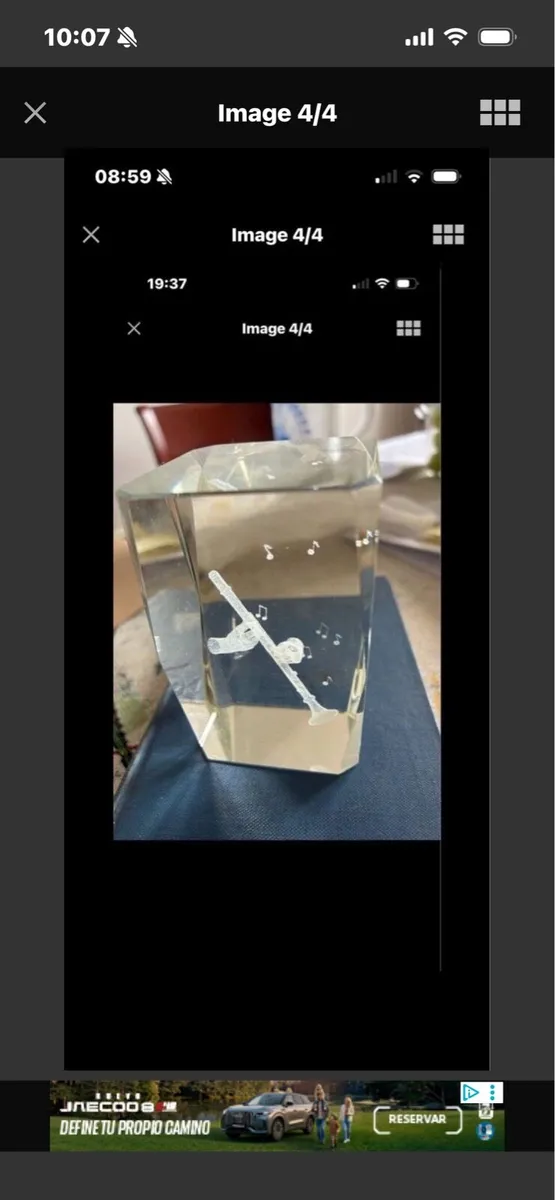 3D Enscribed Glass Clarinet Player - Image 3