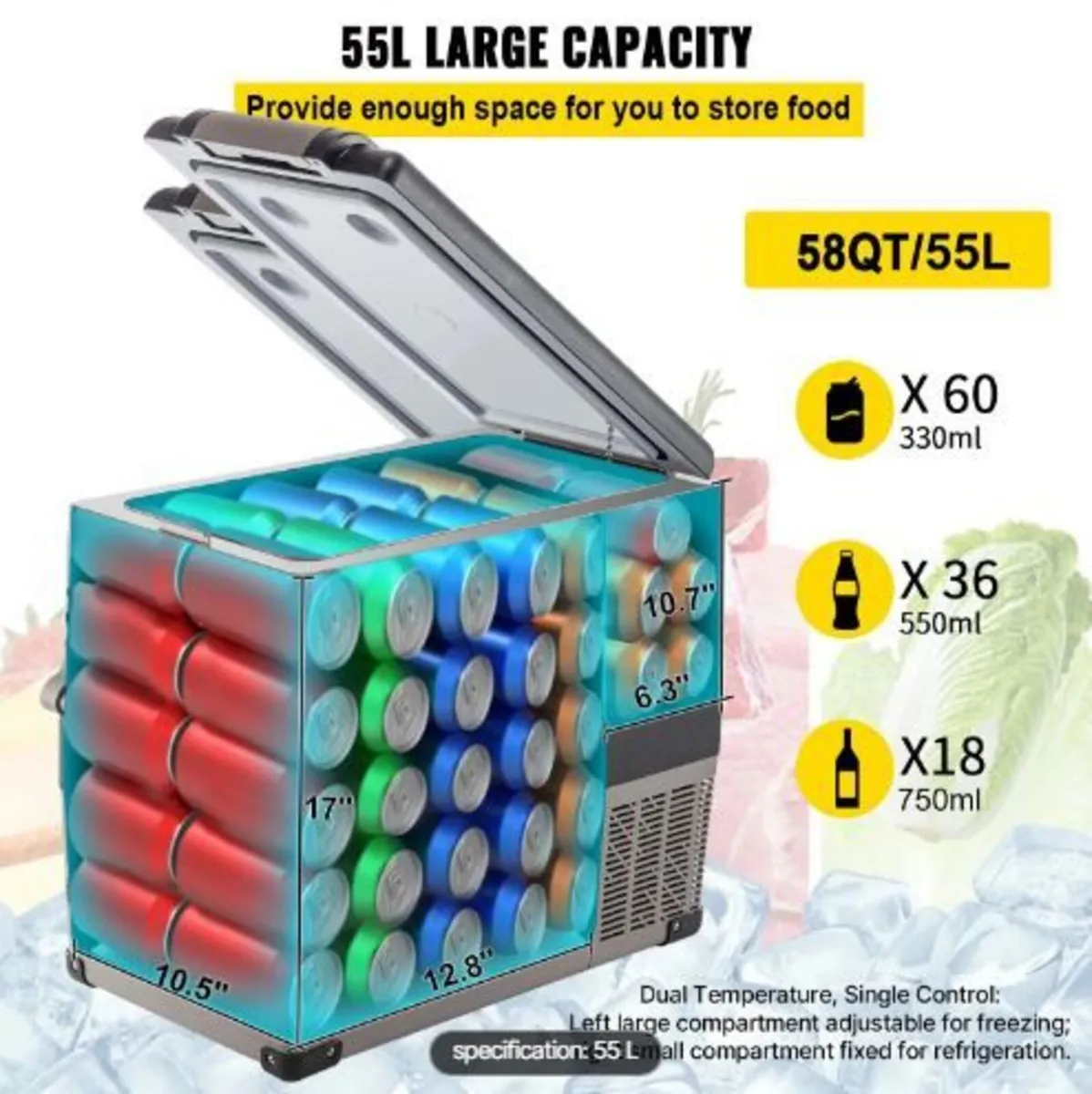 Portable Cool Box 55L Car Fridge 220 V - Image 2