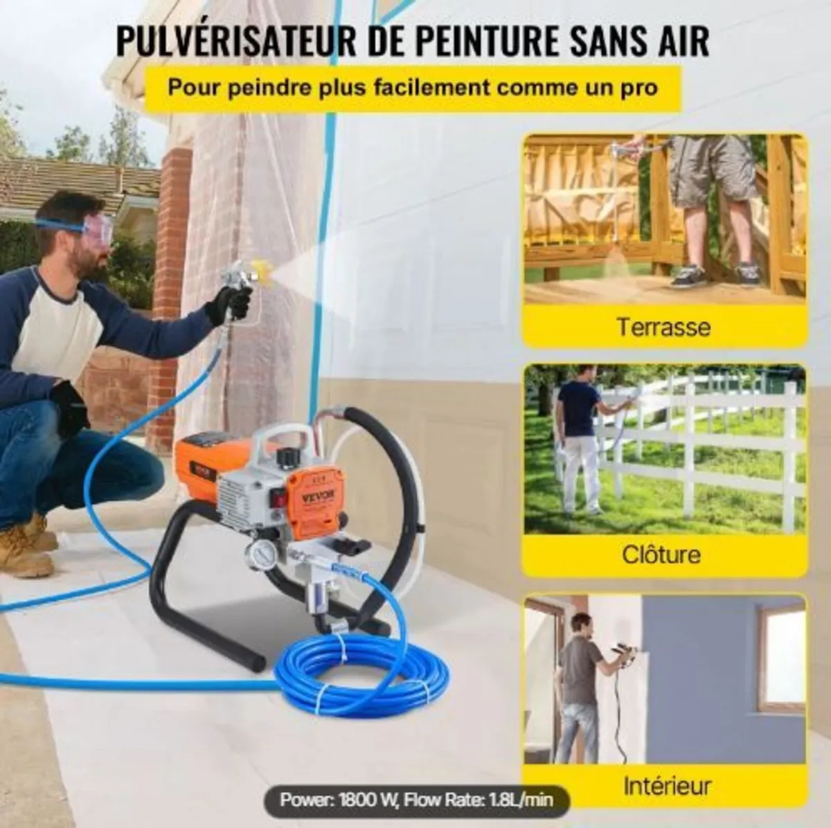 Pro Airless Wall Paint Sprayer, 1800W - Image 2