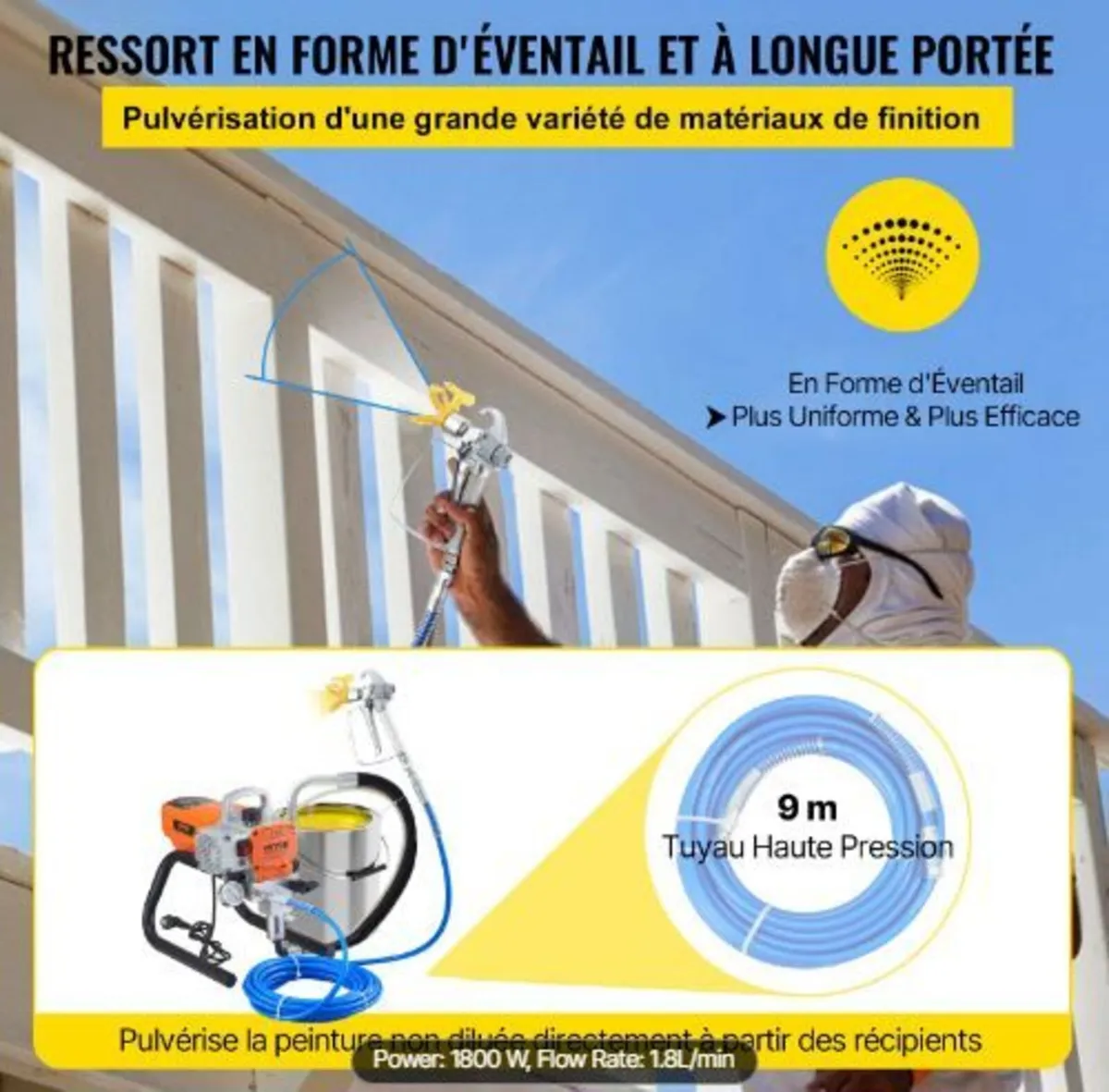 Pro Airless Wall Paint Sprayer, 1800W - Image 4