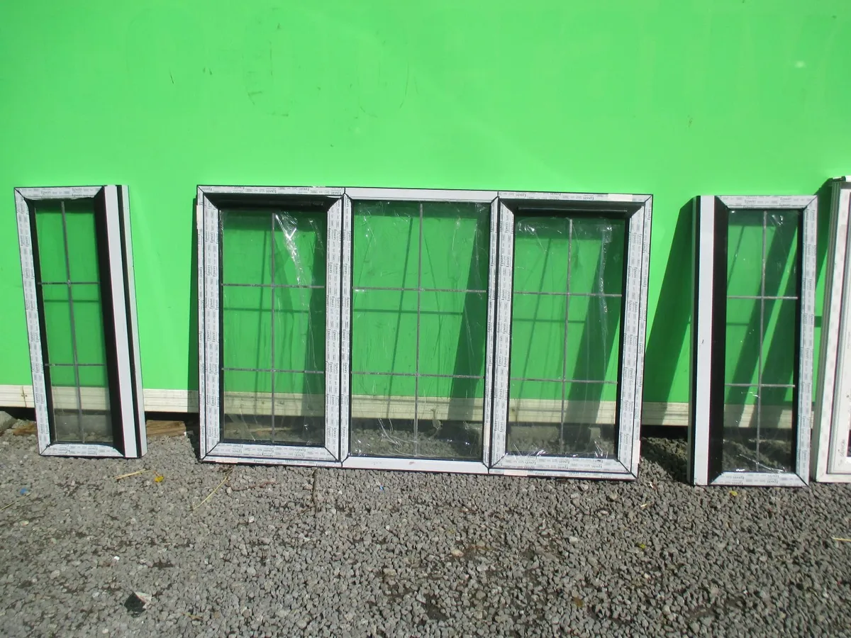 3 x BLACK upvc Double glazed windows, NEW - Image 1