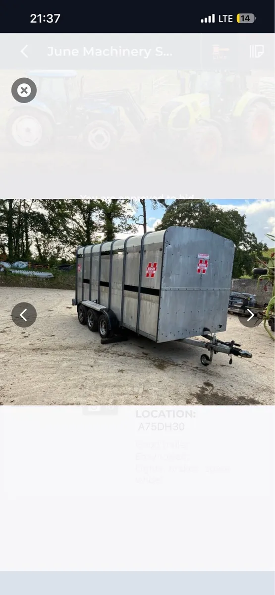 Hudson 14ft cattle trailer tri axle