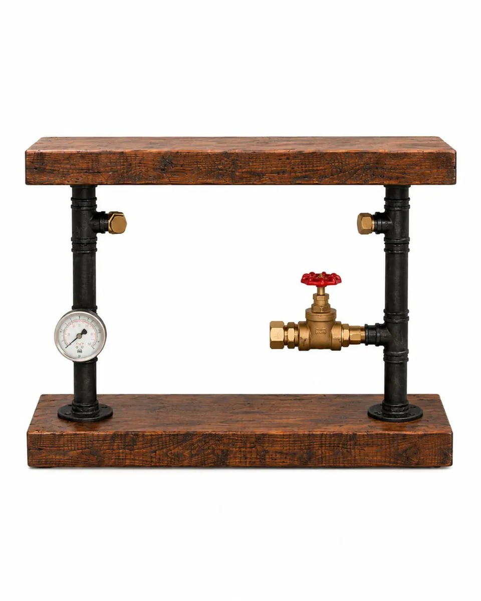 Industrial Steampunk Console Sofa Side Table - Image 4