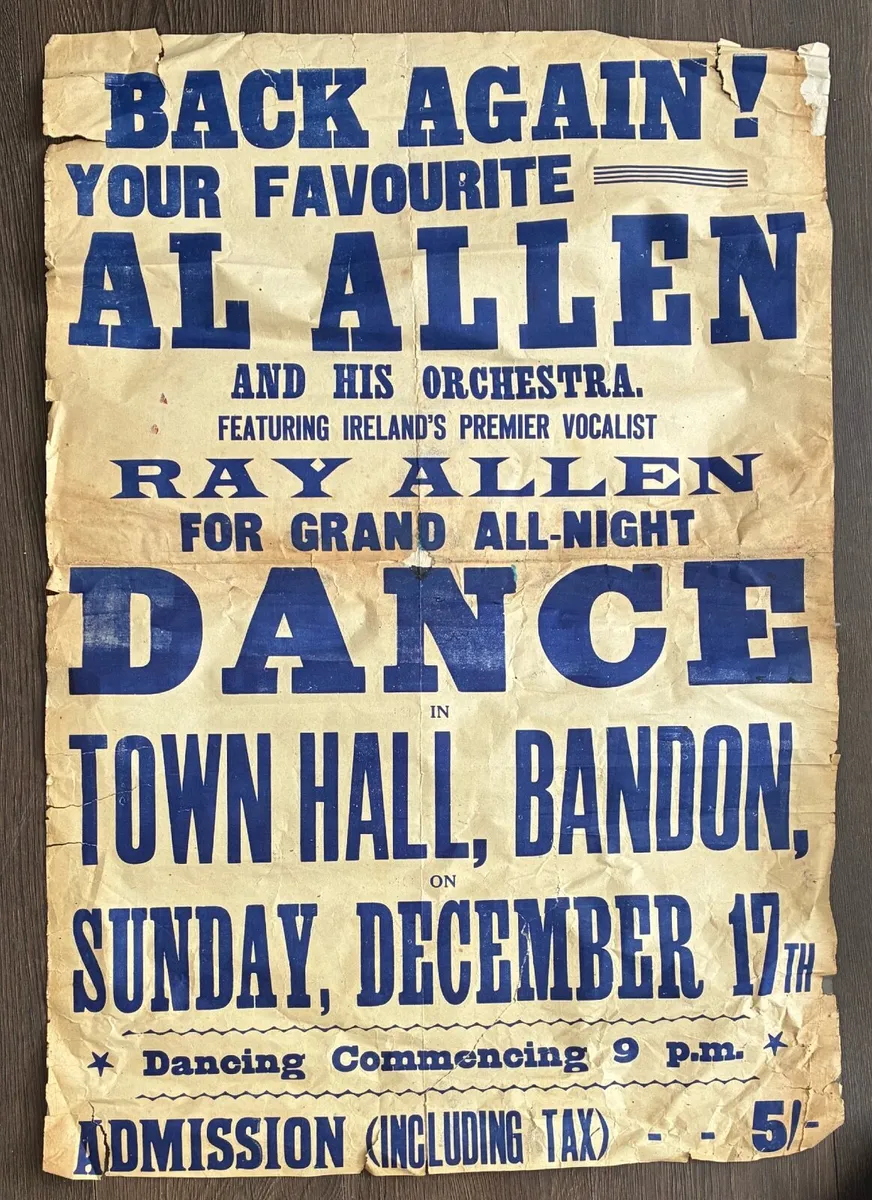 Vintage Dance Poster Al Allen Town Hall Bandon - Image 1