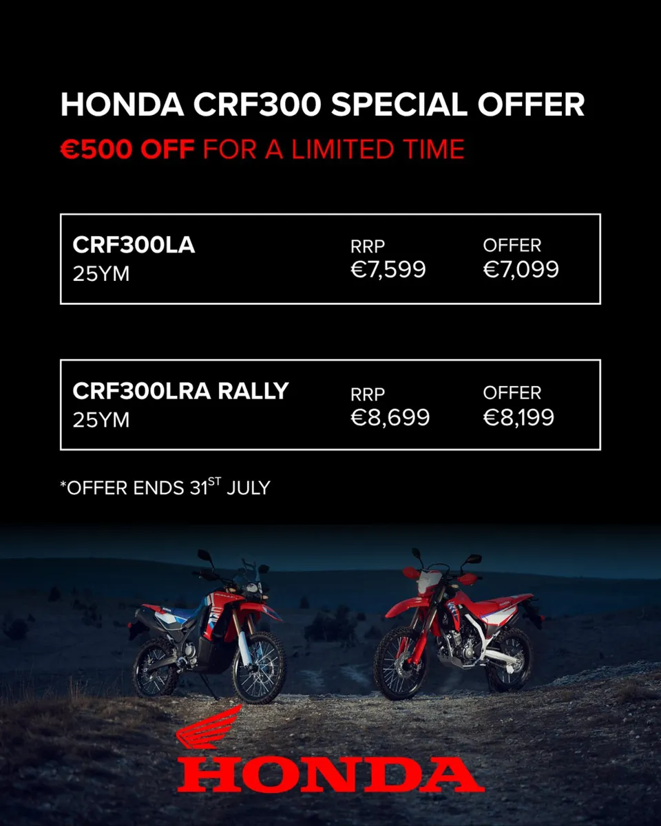 NEW HONDA CRF300 SPECIAL OFFERS FINANCE AVAILABLE - Image 1