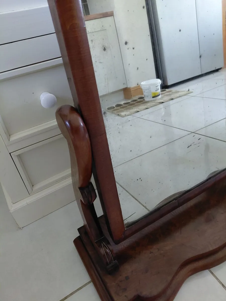 Antique mahogany crutch mirror - Image 3
