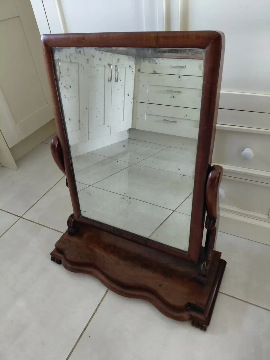 Antique mahogany crutch mirror - Image 1
