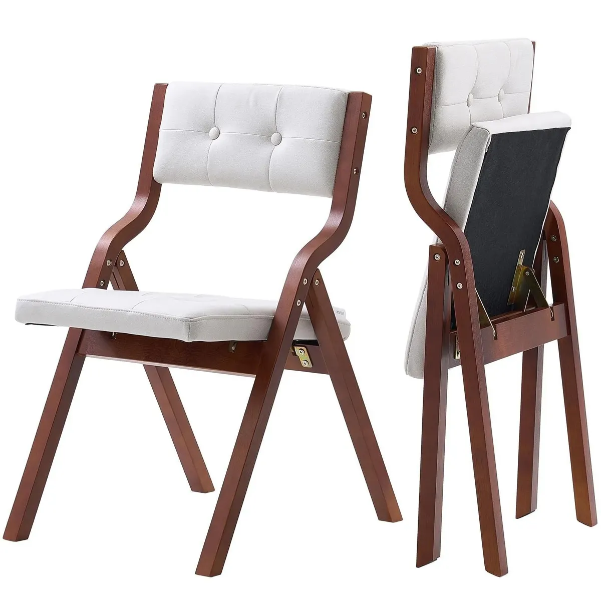 Set of 2 Wooden Folding Chairs with Cushions Porta - Image 1