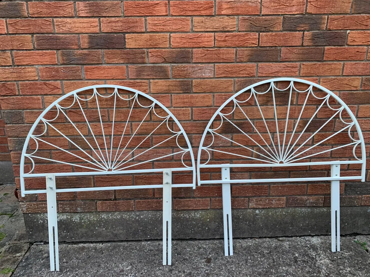 2 cream metal headboards - Image 1