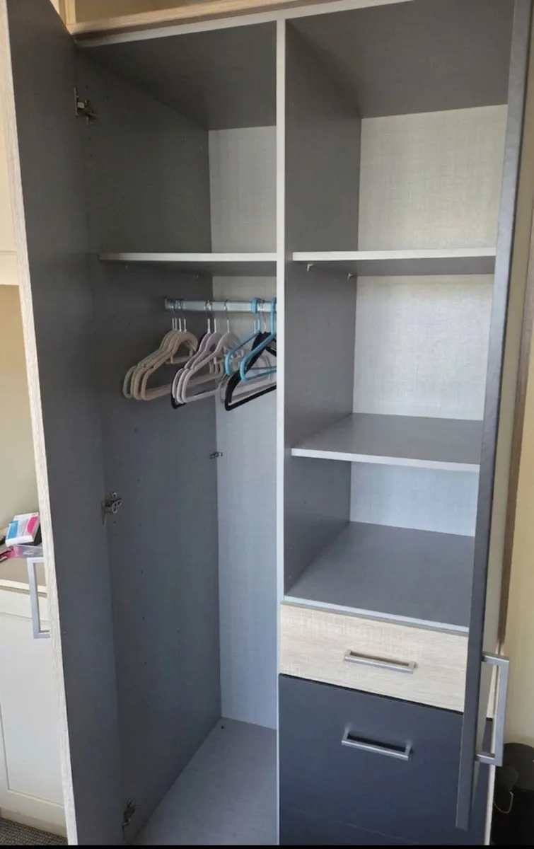 Modern 2-Door Wardrobe – Light Oak & Charcoal Grey - Image 2