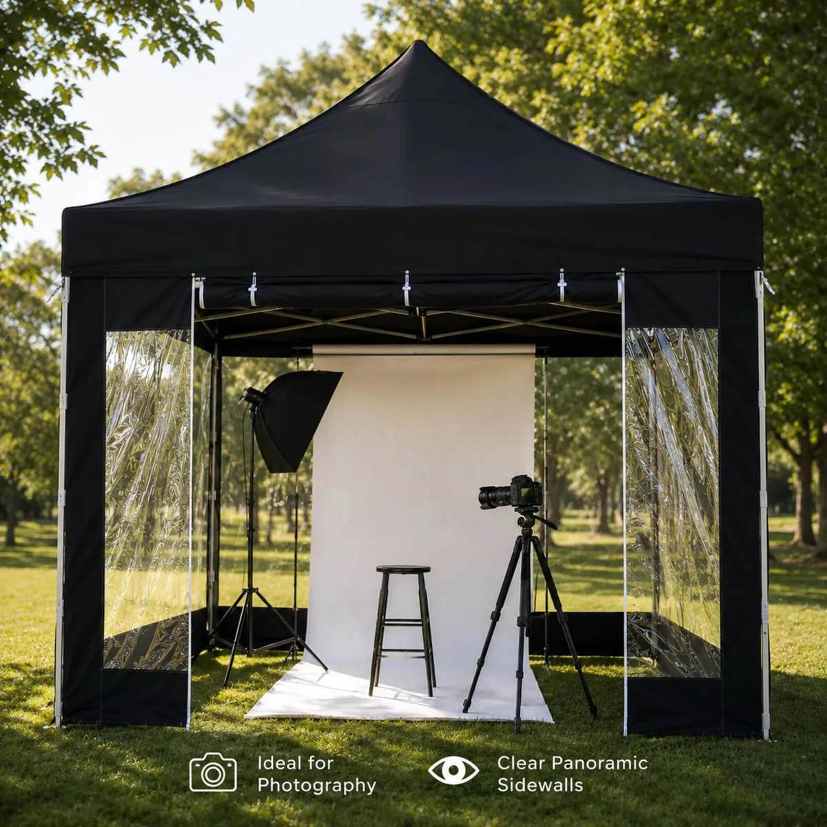 3m x 3m White Pop-Up Gazebo with Clear Sidewalls & - Image 1