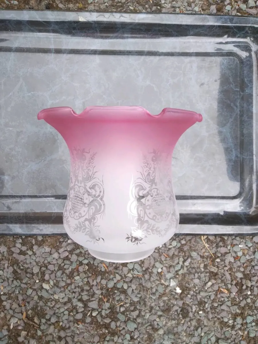 3no.Pink Glass Lamp Shades for Old Oil Lamps.€140 - Image 3