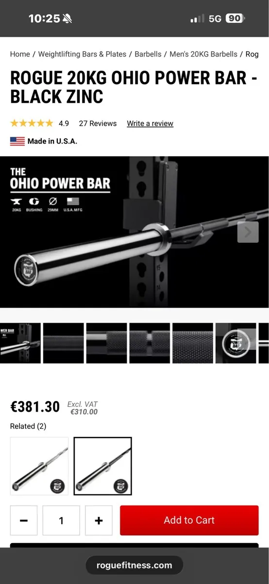 ROGUE OHIO PRO BARBELL, NOT NORMAL, 430 NEW!!! - Image 1