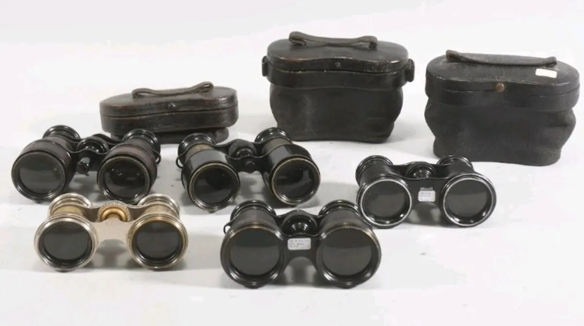 5 antique French and German binoculars - Image 1