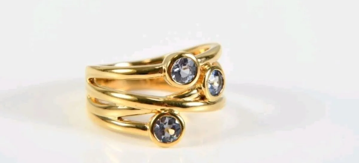 Heavy Tanzanite ring gold plated on sterling silve - Image 2