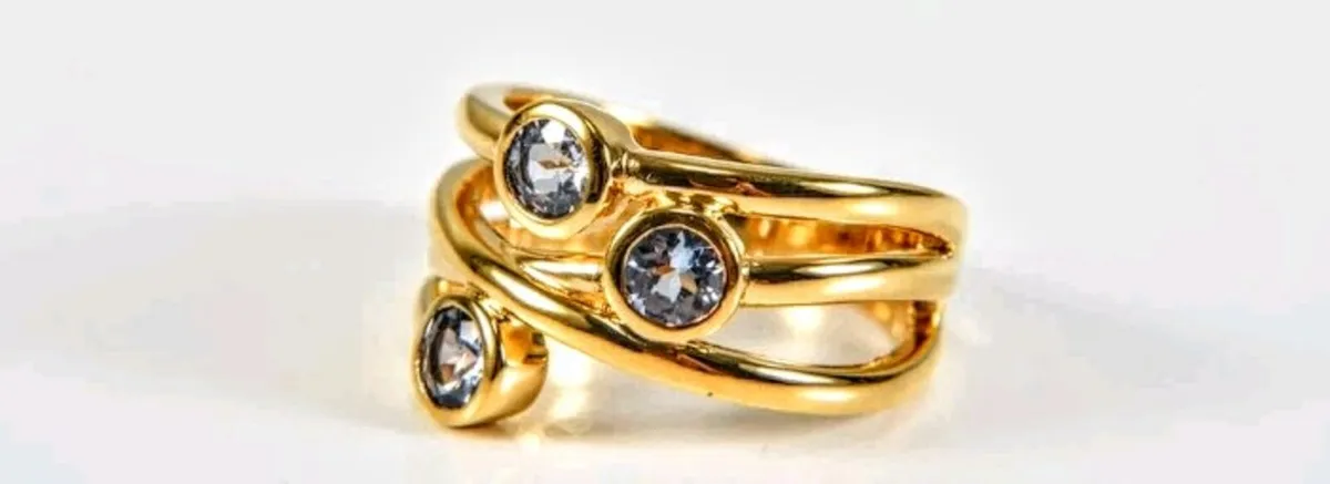 Heavy Tanzanite ring gold plated on sterling silve - Image 1