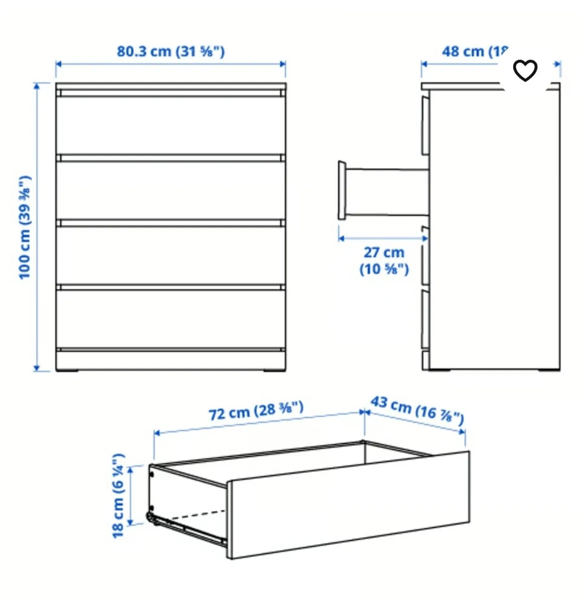 Ikea Malm 4 drawer chest - Image 3