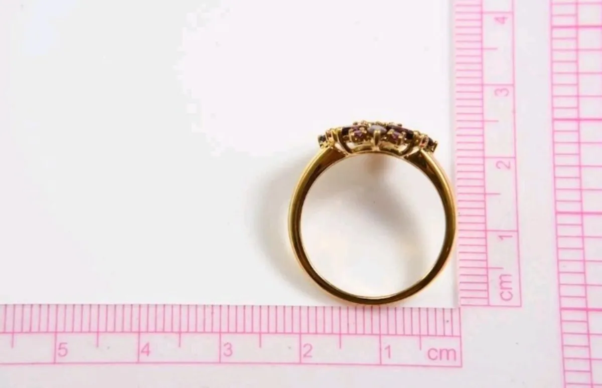 Stunning Rhodolite cluster ring gold on sterling s - Image 4