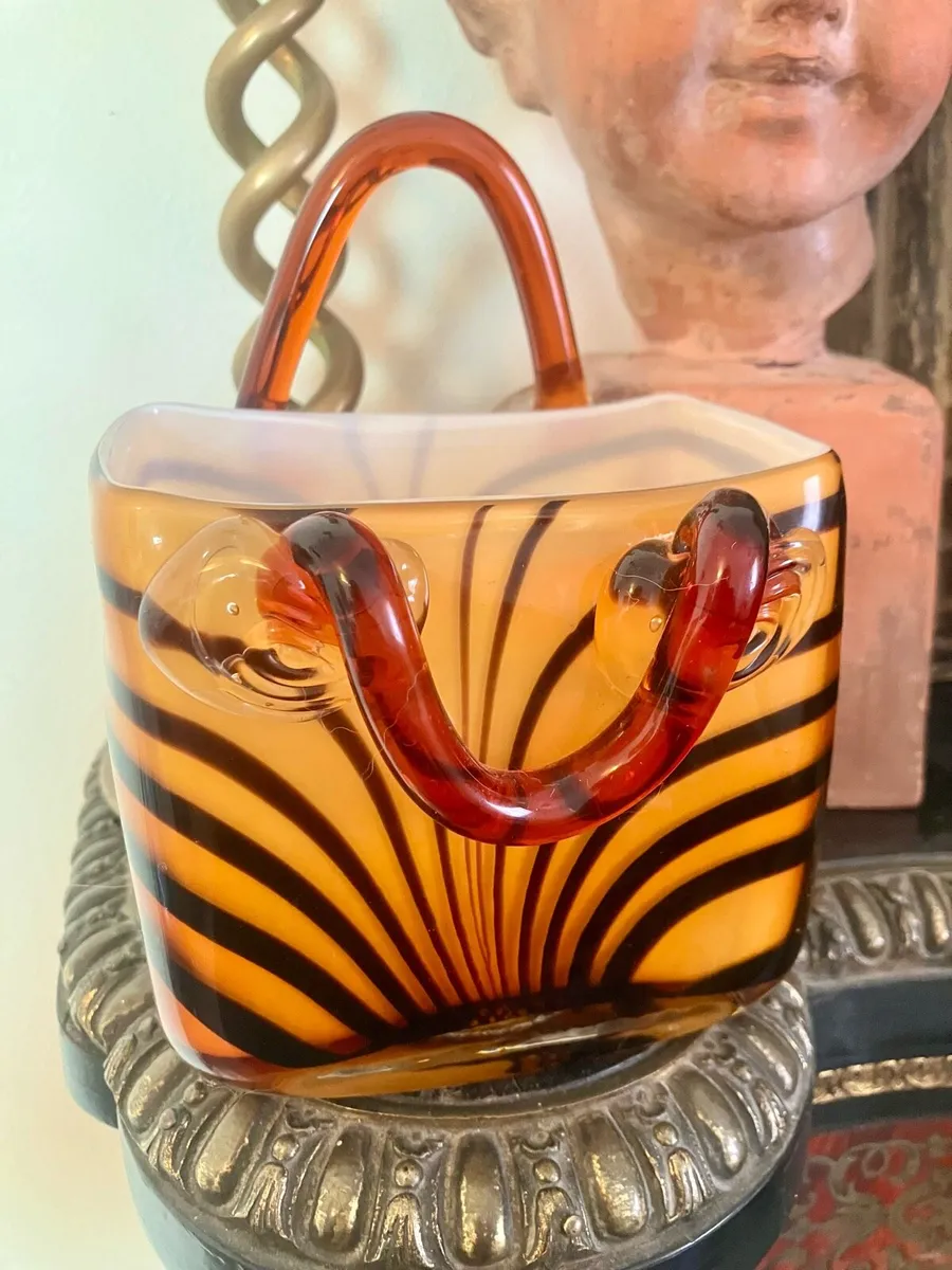 Hand Blown Art Glass Handbag Vase
