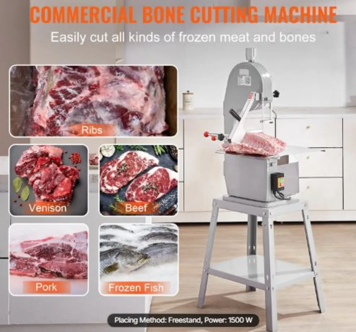 1500W Commercial Electric Meat Bandsaw Stainless - Image 2