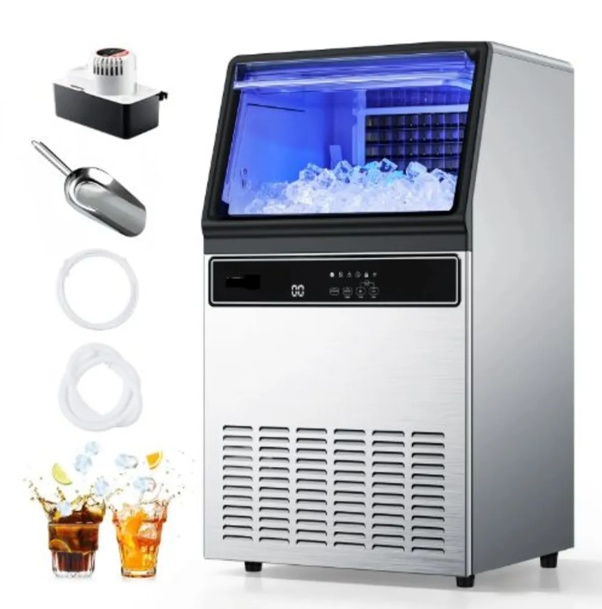 Commercial Ice Maker Machine with Pump, 59 KG/24H - Image 1