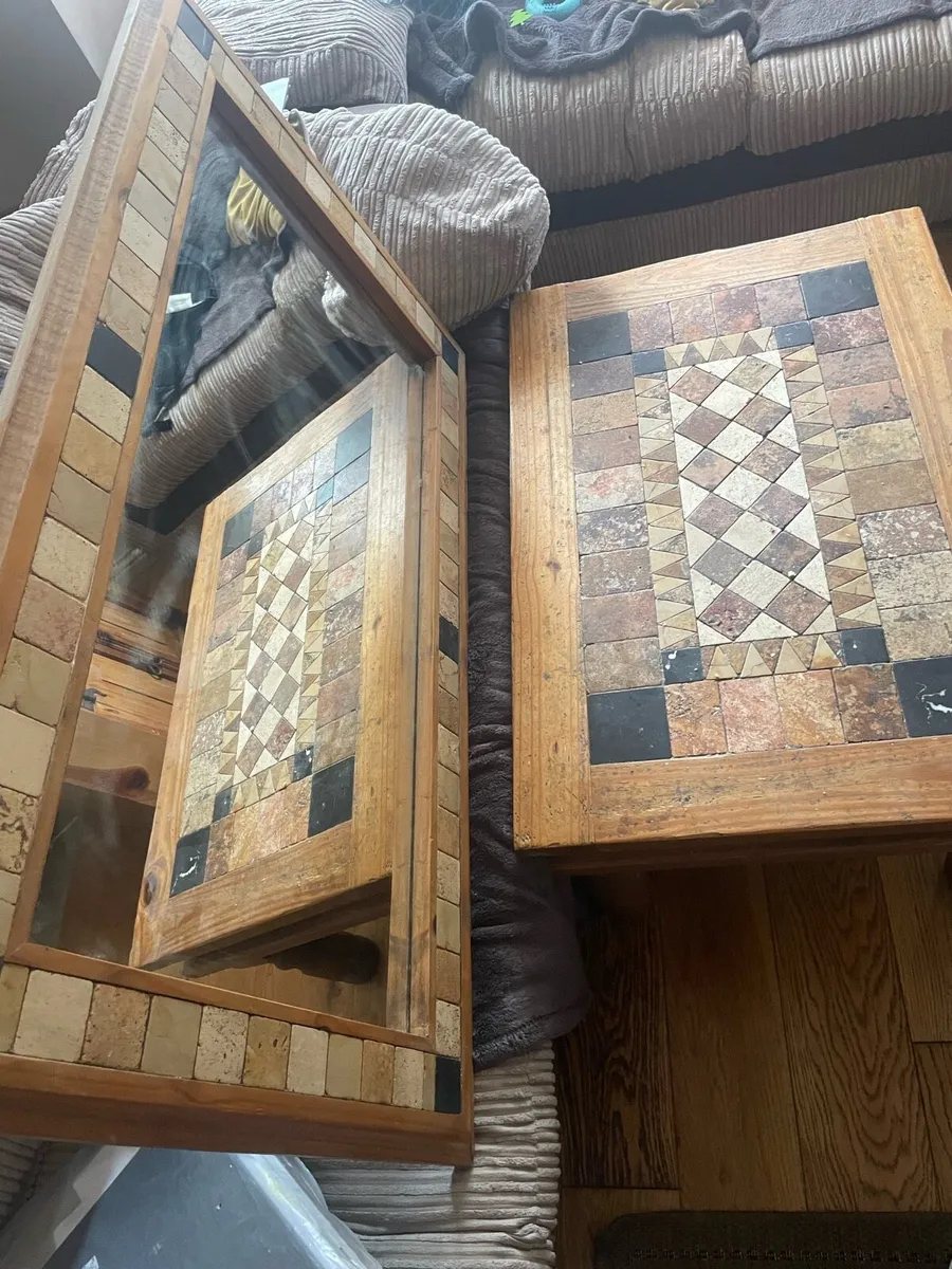 Matching Antique Wooden mirror and table set - Image 1