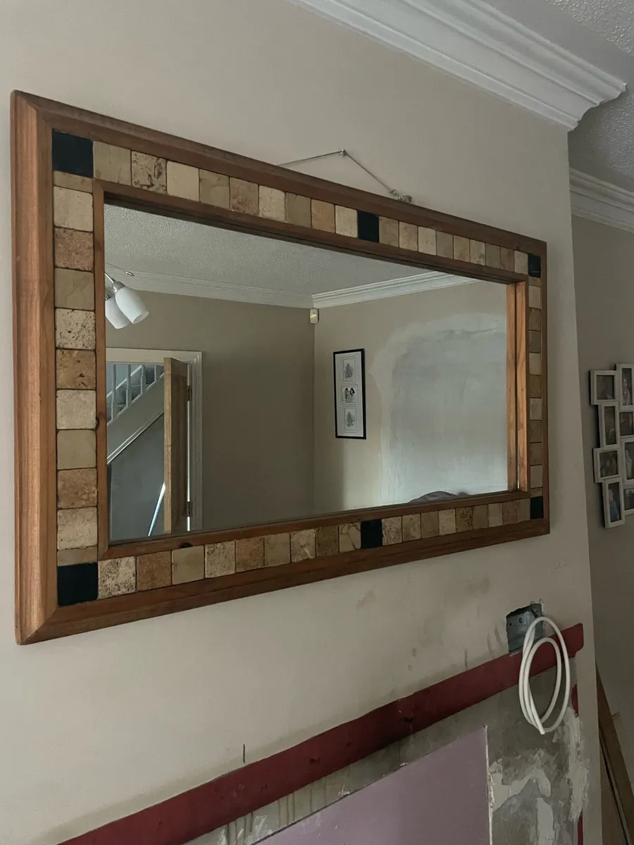 Matching Antique Wooden mirror and table set - Image 2