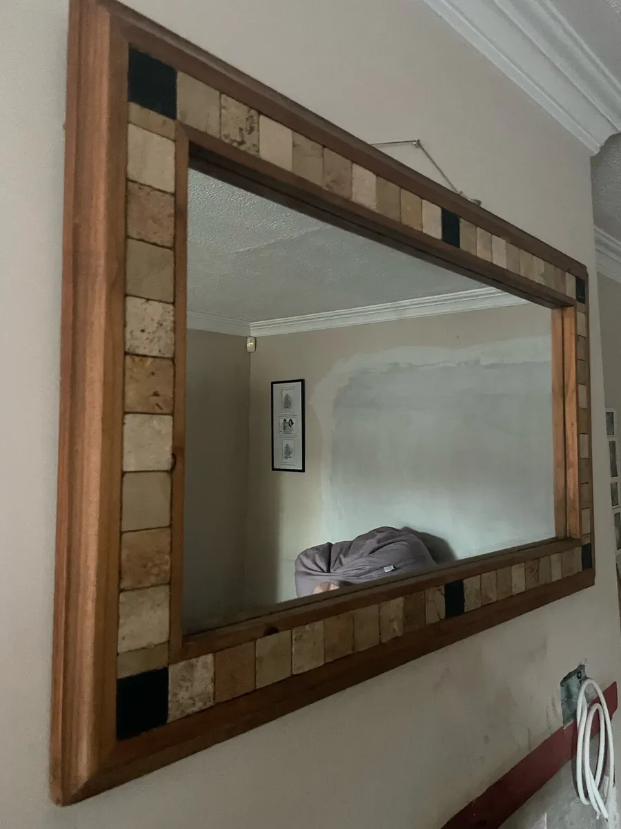 Matching Antique Wooden mirror and table set - Image 3