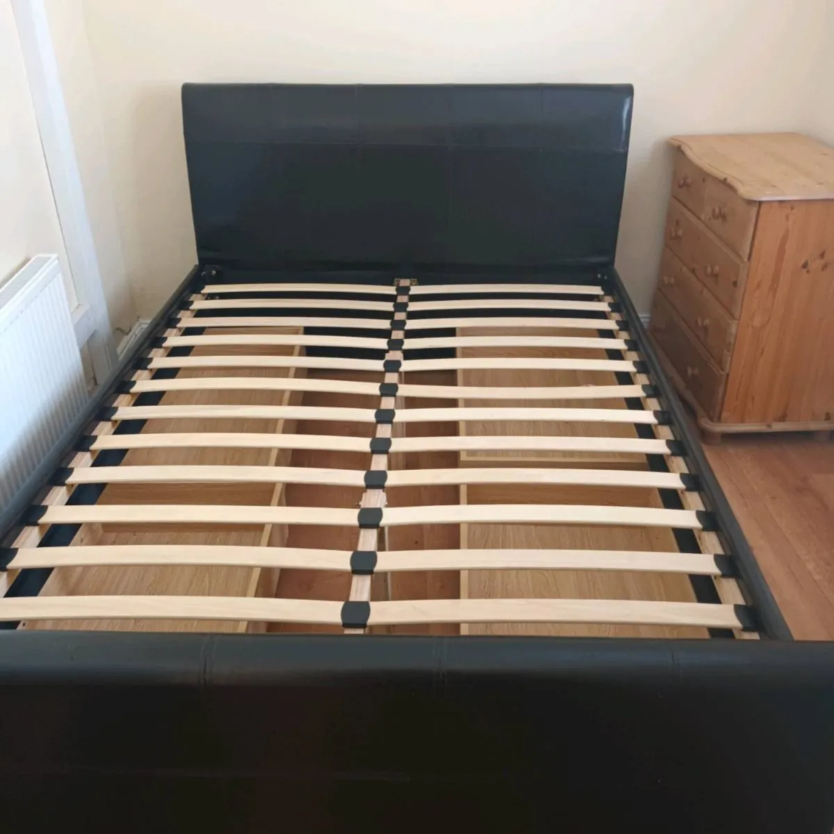 Double leather sleigh bed