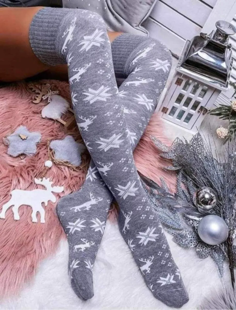 CHRISTMAS white Knee Highs socks - Image 3