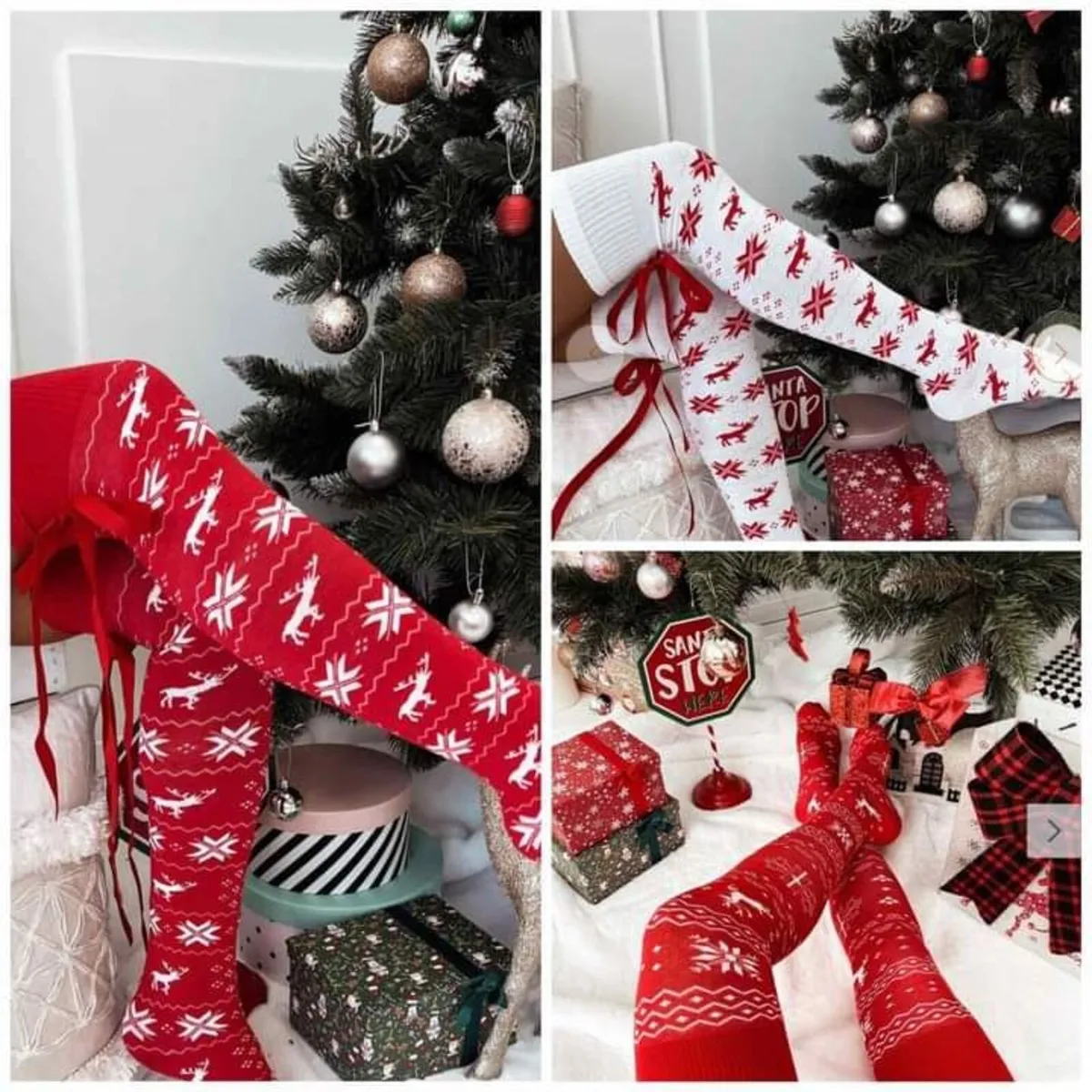 CHRISTMAS white Knee Highs socks - Image 4
