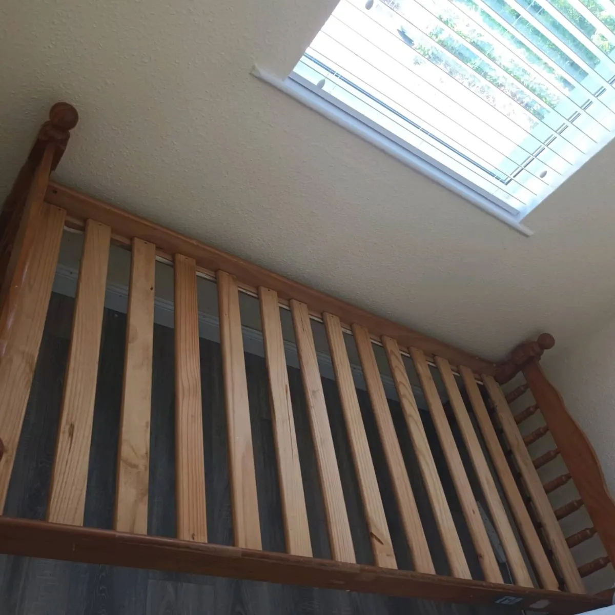 Single pine wooden bed