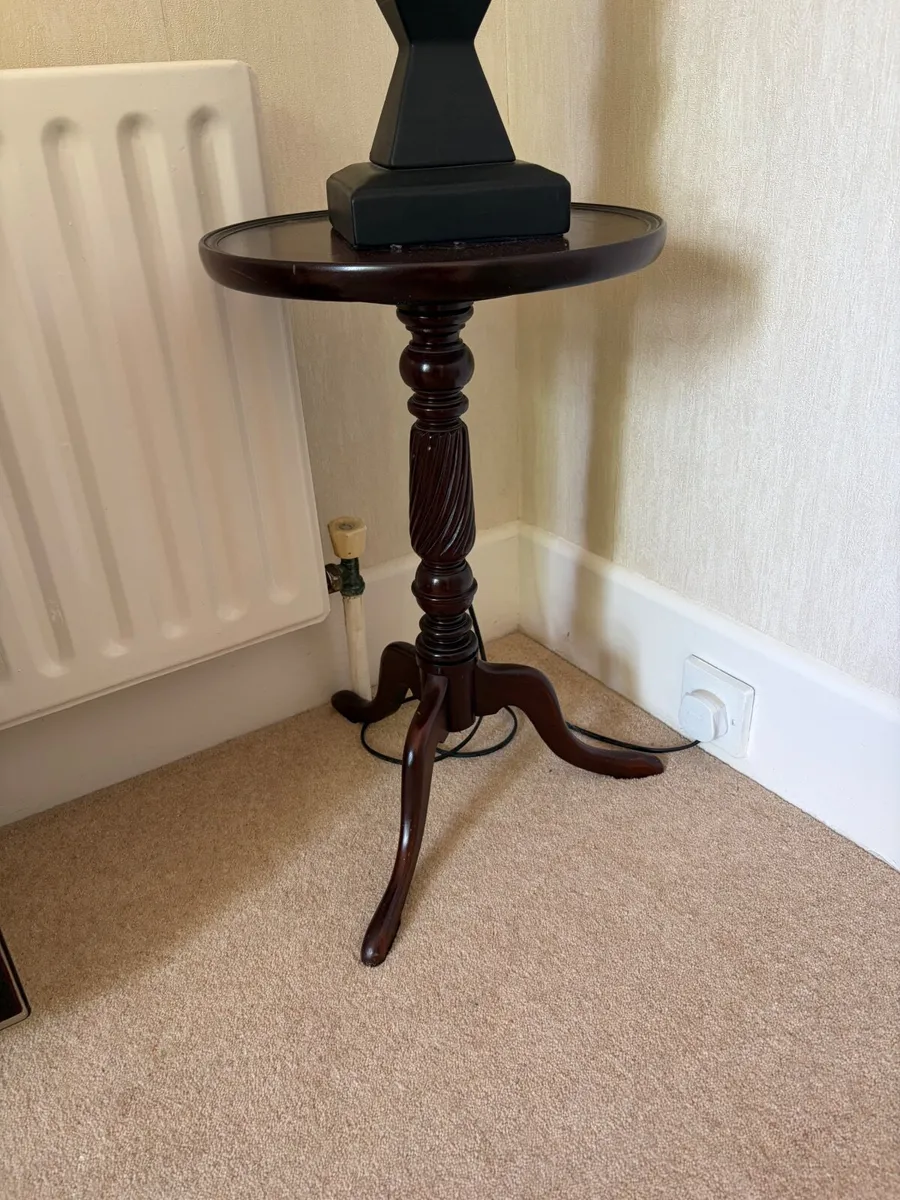 Dark wood round coffee table or lamp stand