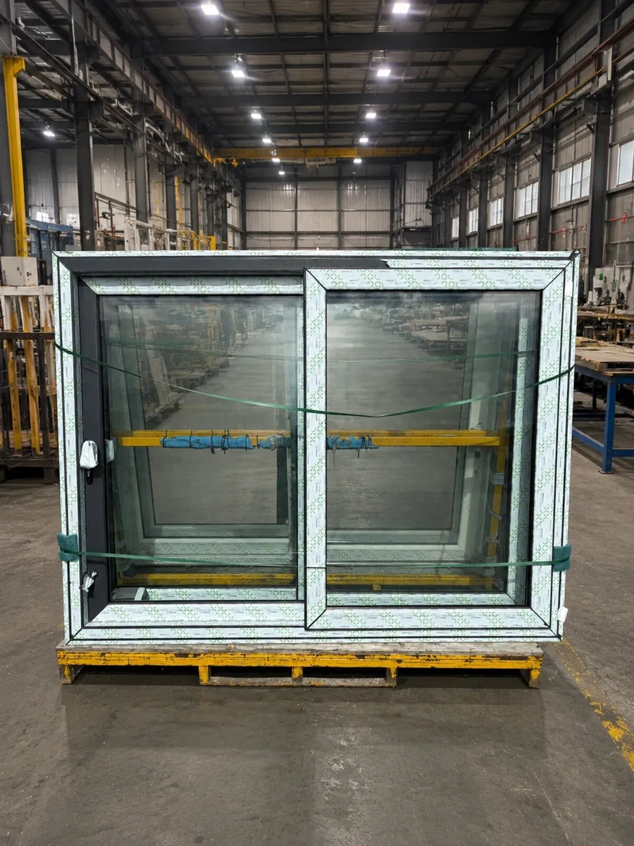 PVC sliding door Grey on White